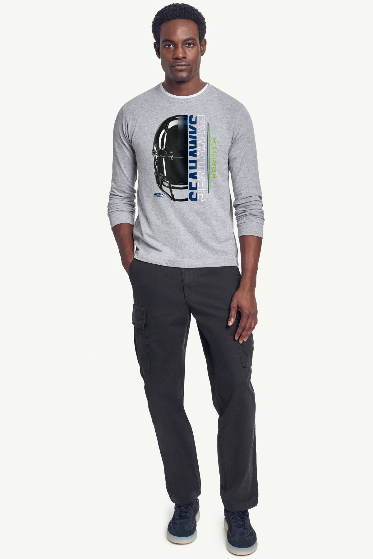 Starter Value / MENS SEATTLE SEAHAWKS HALF HELMET LONG SLEEVE T SHIRT