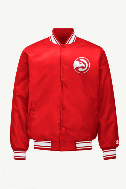 Starter Signature / MENS ATLANTA HAWKS MESH LOOK SATIN VARSITY JACKET