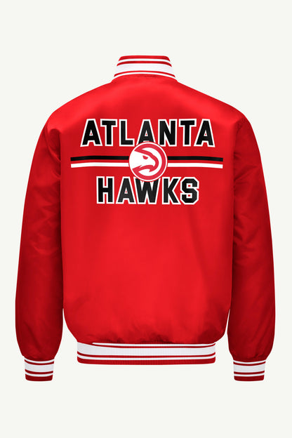 Starter Signature / MENS ATLANTA HAWKS MESH LOOK SATIN VARSITY JACKET