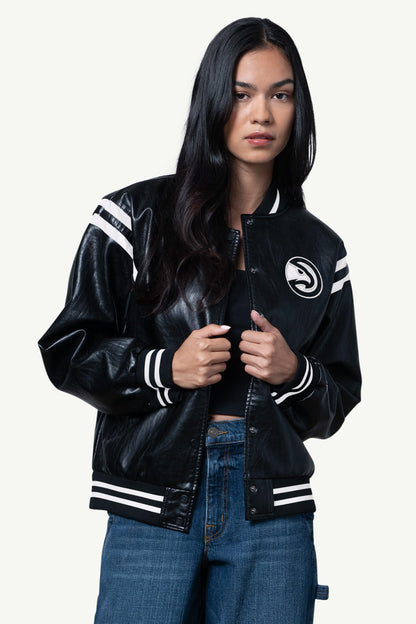 Starter Value / WOMENS ATALNTA HAWKS FAUX LEATHER VARSITY JACKET