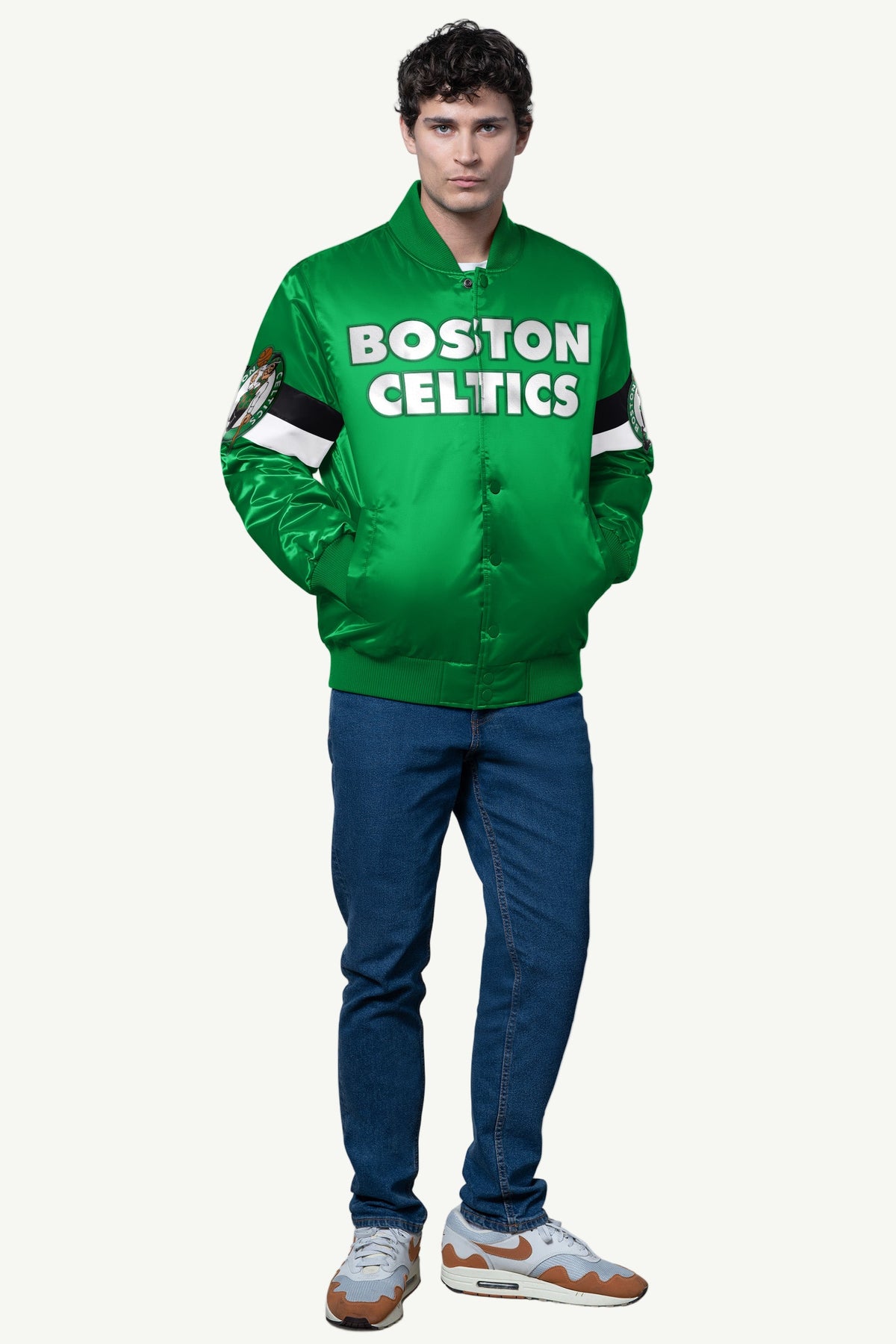 Starter Essential / MENS BOSTON CELTICS TRIPLE OPTION SATIN VARSITY JACKET