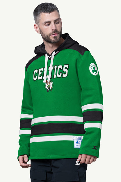 Starter New / MENS BOSTON CELTICS SLAP SHOT HOODED HOCKEY PULLOVER