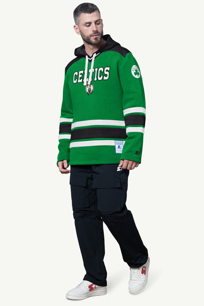 Starter New / MENS BOSTON CELTICS SLAP SHOT HOODED HOCKEY PULLOVER
