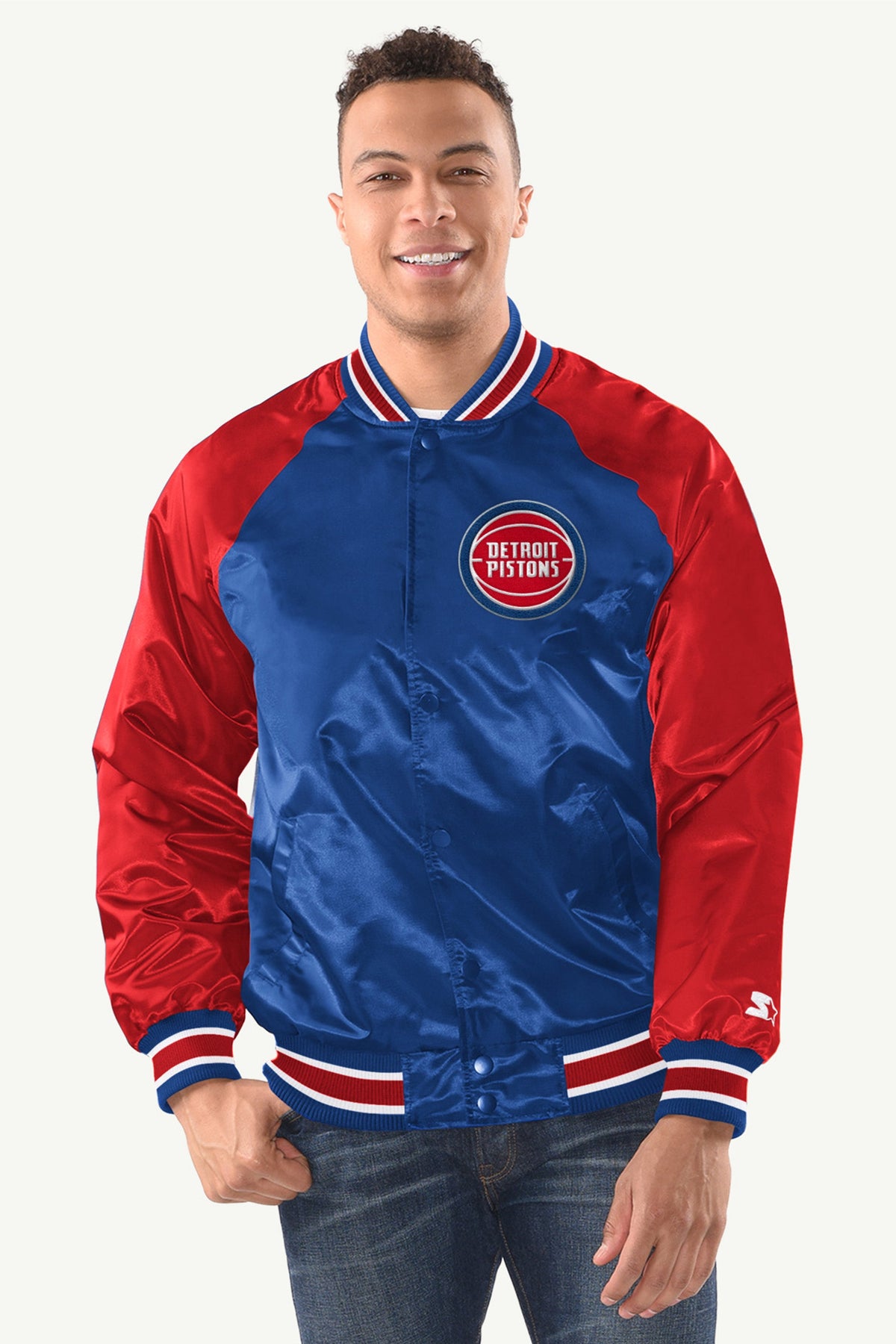 Starter Trusted / MENS DETROIT PISTONS INDUCTEE SATIN VARSITY JACKET