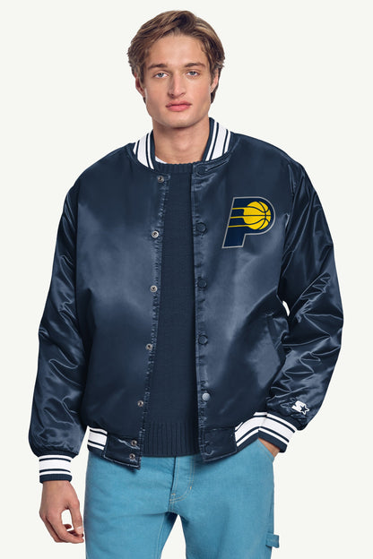 Starter Top Pick / MENS INDIANA PACERS PRINTED GRAPHIC SATIN VARSITY JACKET