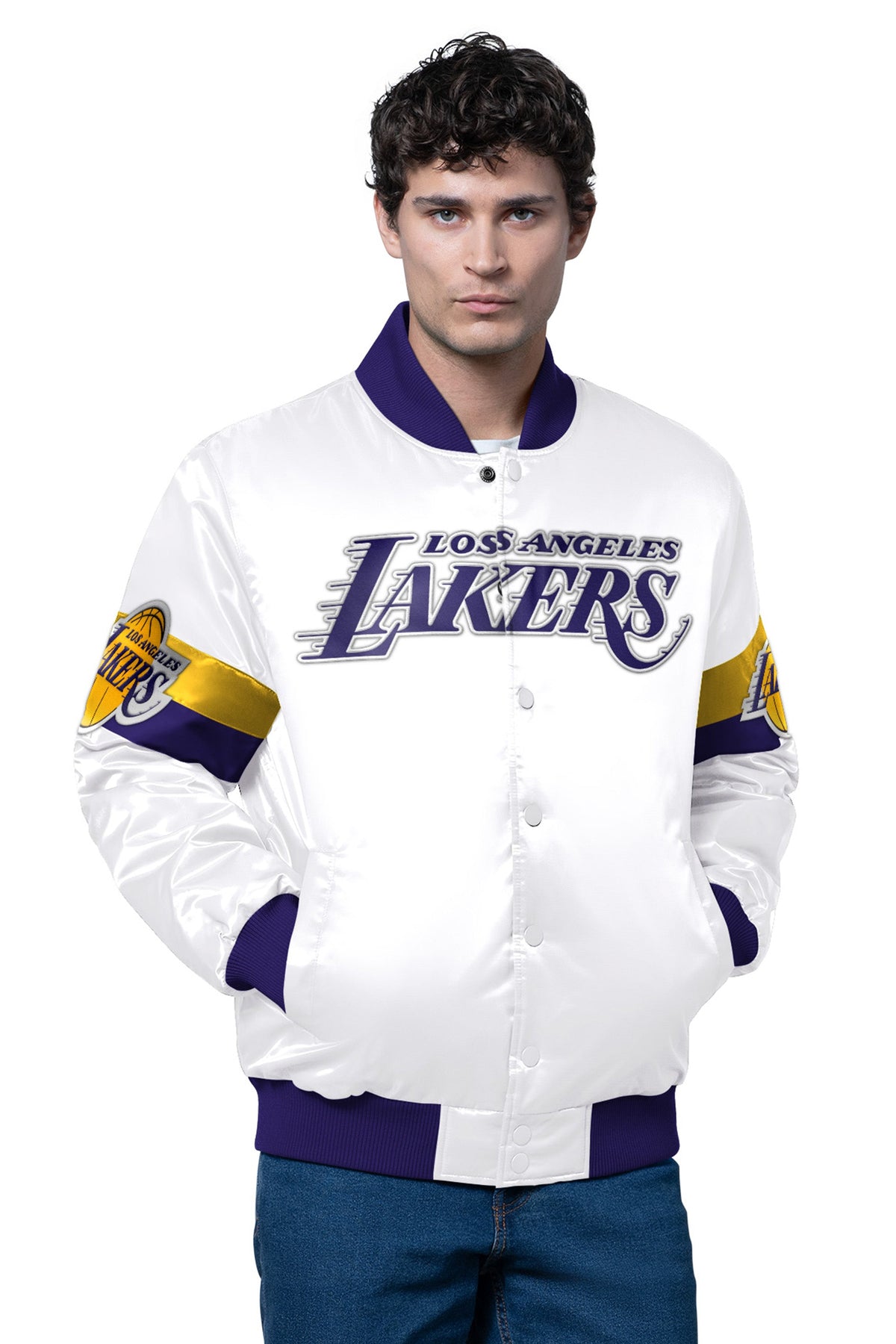 Starter Classic / MENS LA LAKERS TRIPLE OPTION SATIN VARSITY JACKET