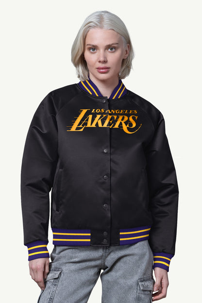 Starter Exclusive / WOMENS LA LAKERS FINAL SCORE SATIN VARSITY JACKET