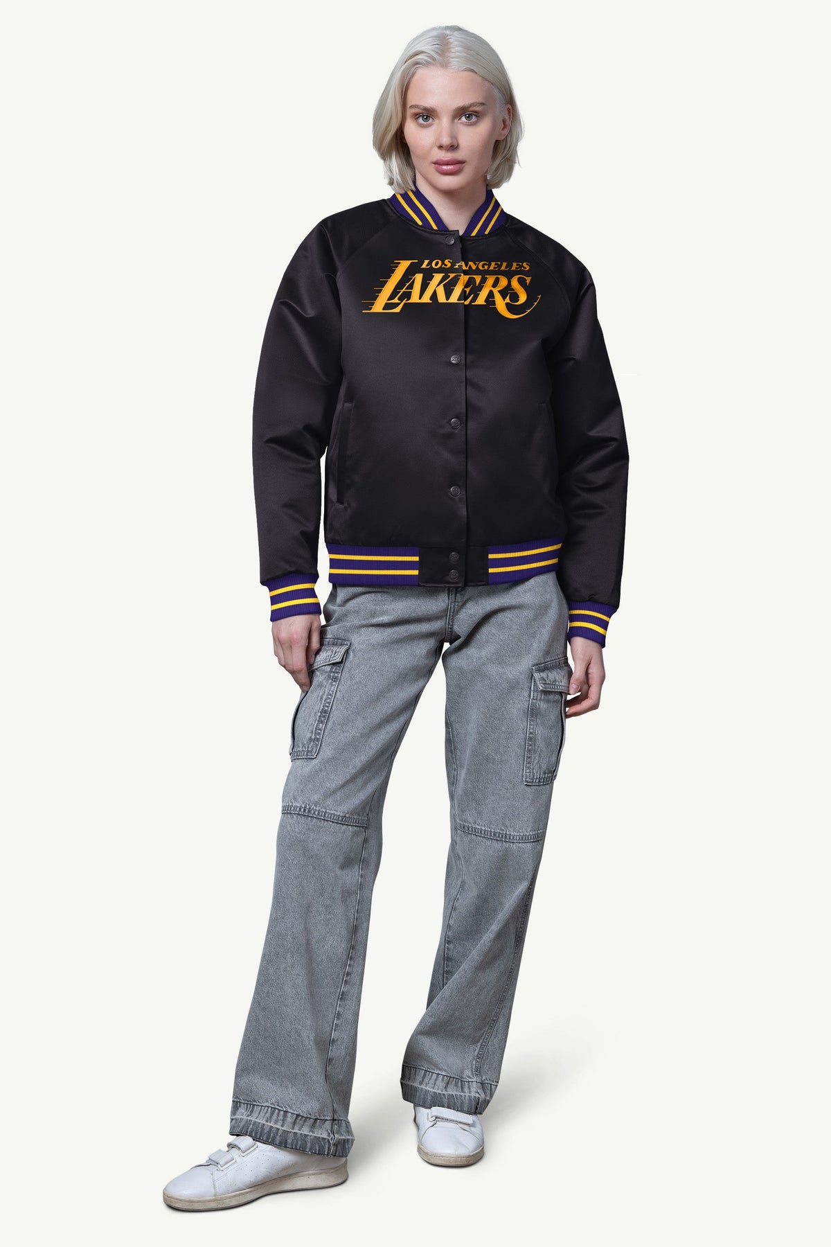 Starter Exclusive / WOMENS LA LAKERS FINAL SCORE SATIN VARSITY JACKET