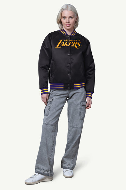 Starter Exclusive / WOMENS LA LAKERS FINAL SCORE SATIN VARSITY JACKET