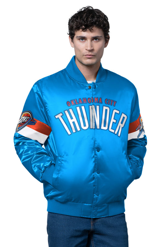 Starter Quality / MENS OKLAHOMA CITY THUNDER TRIPLE OPTION SATIN VARSITY JACKET