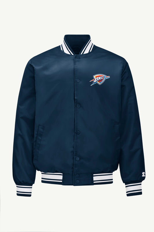 Starter Sale / MENS OKLAHOMA CITY THUNDER MESH LOOK SATIN VARSITY JACKET