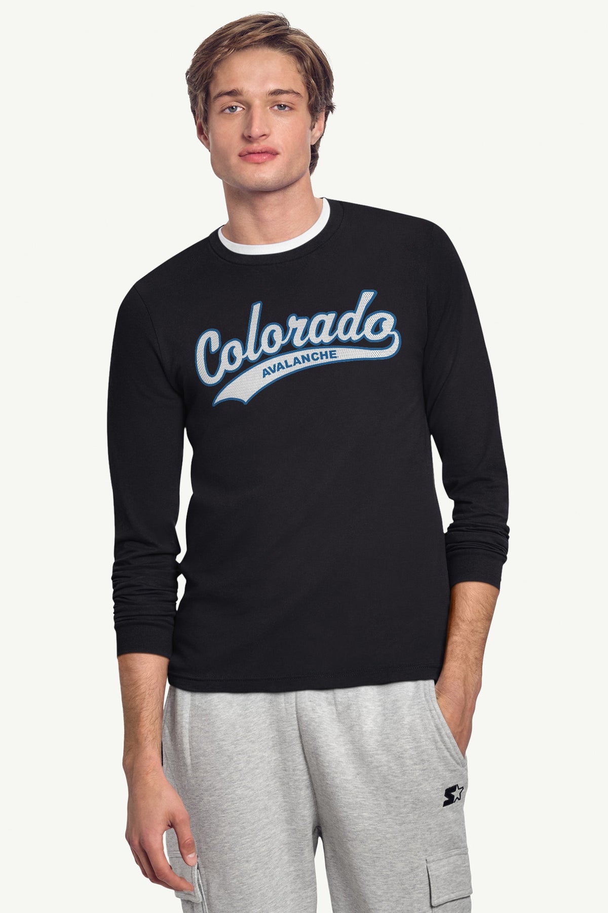 Starter Premium / MENS COLORADO AVALANCHE TAILSWEEP LONG SLEEVE T SHIRT