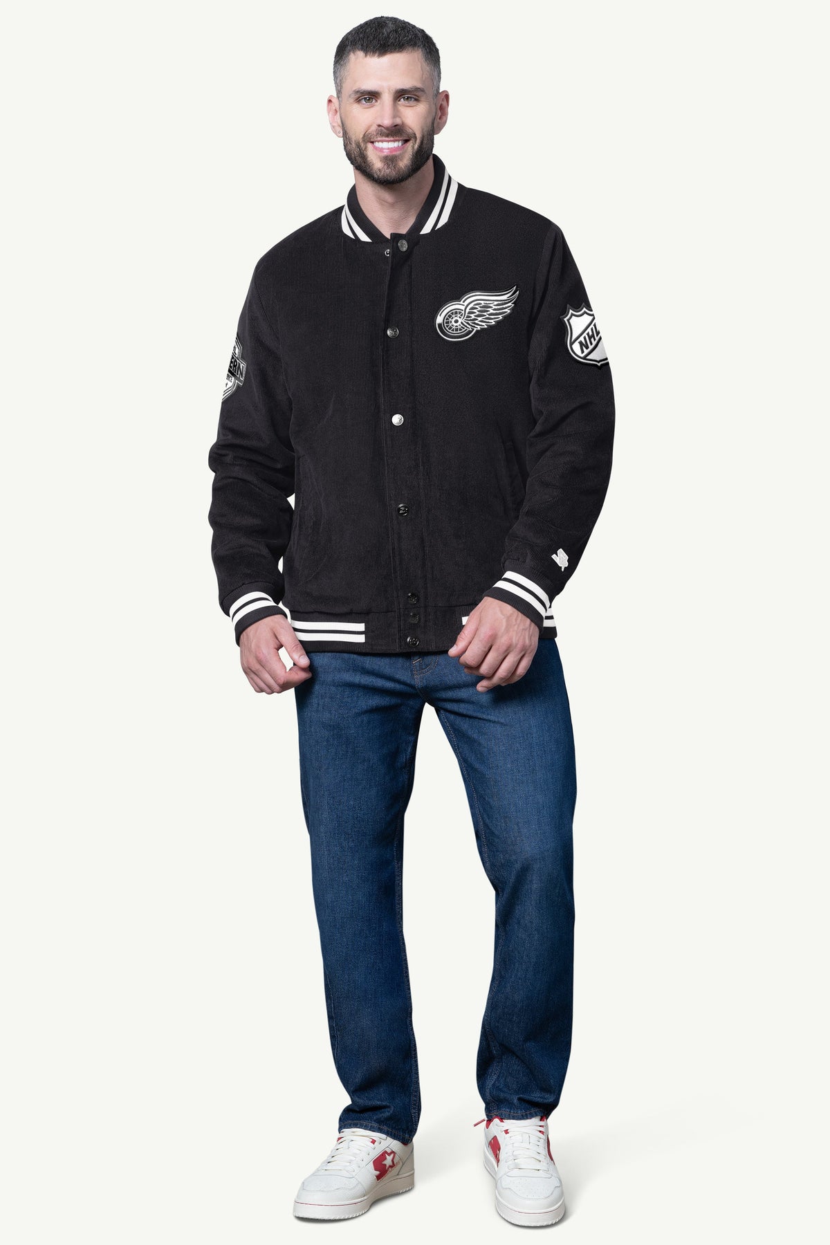 Starter Best Seller / MENS DETROIT RED WINGS BLACKOUT CORDUROY VARSITY JACKET
