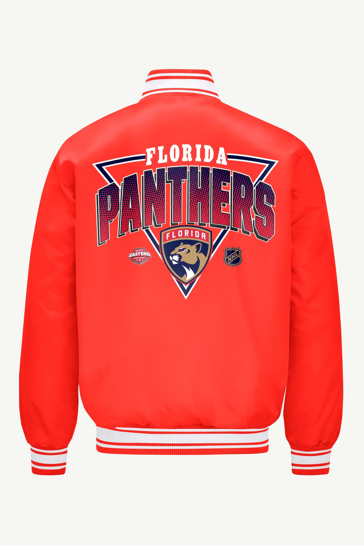 Starter Exclusive / MENS FLORIDA PANTHERS PRINTED GRAPHIC TRIANGLE SATIN VARSITY JACKET