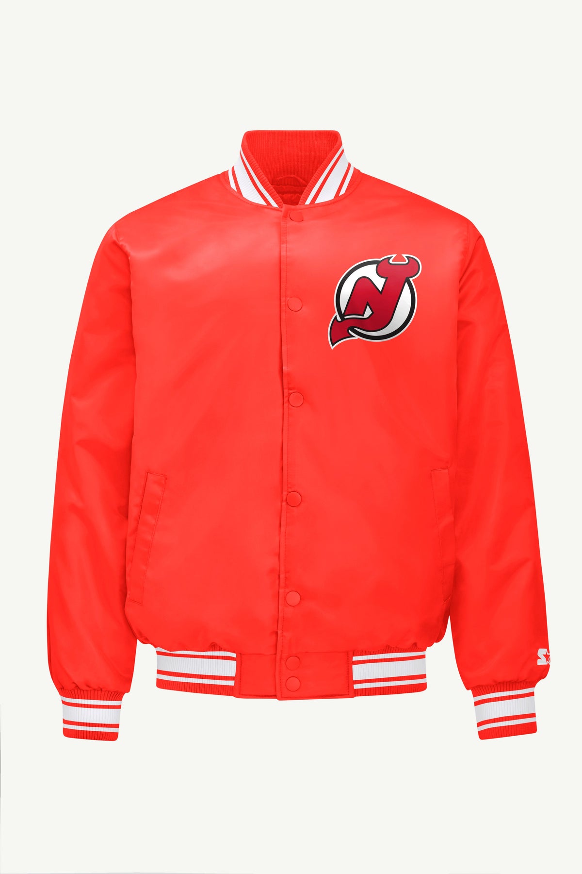 Starter Hot Sale / MENS NEW JERSEY DEVILS TRIANGLE SATIN VARSITY JACKET
