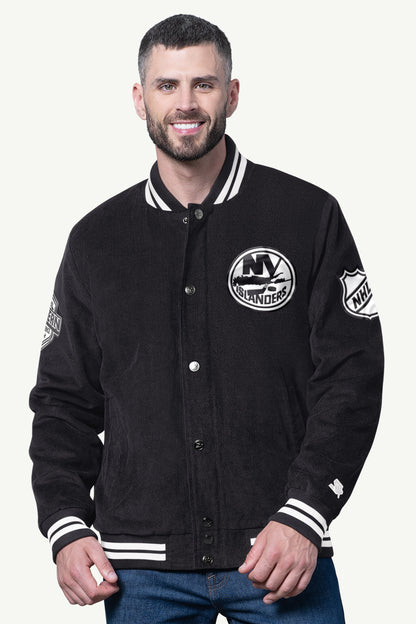 Starter Smart Buy / MENS NEW YORK ISLANDERS BLACKOUT CORDUROY VARSITY JACKET
