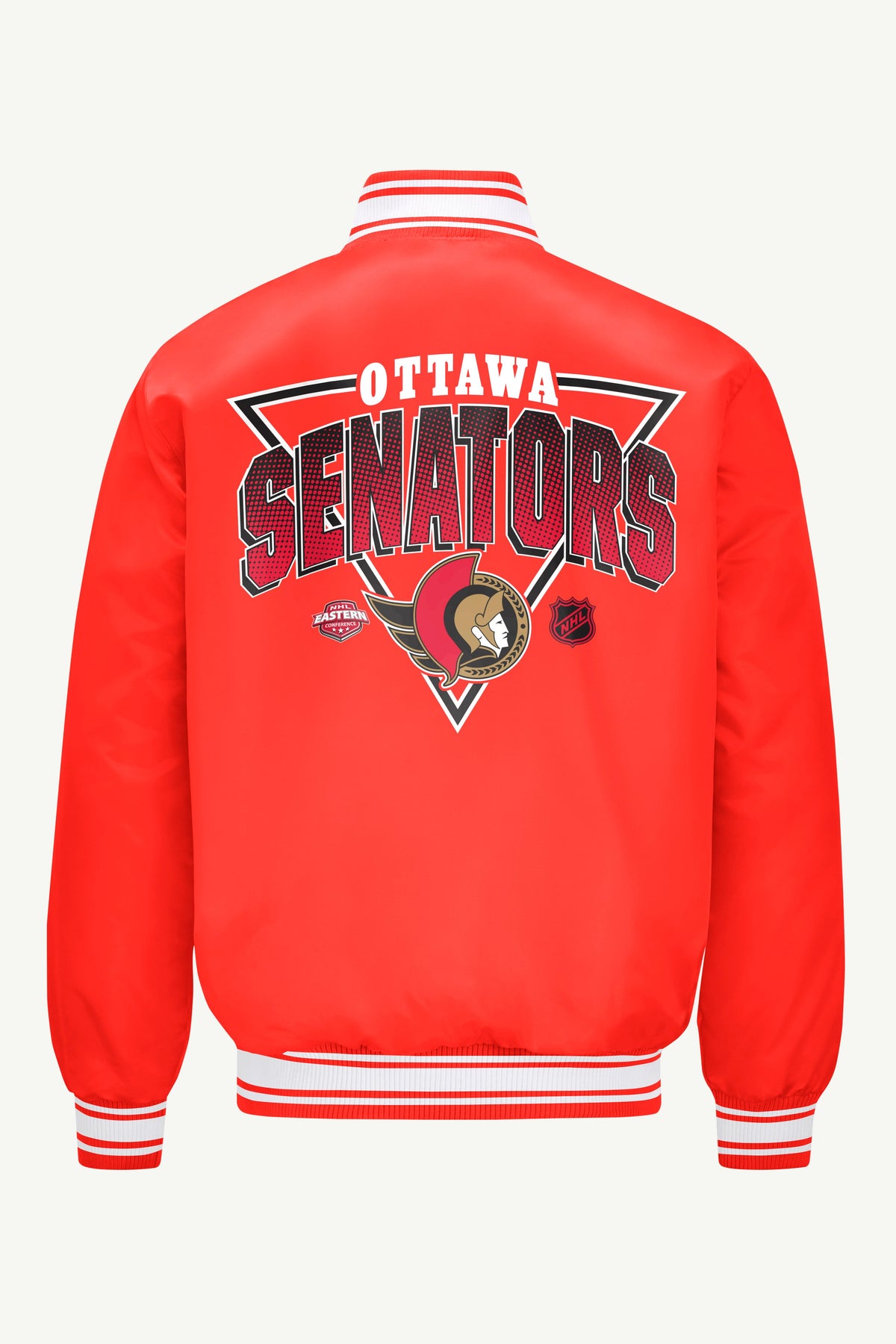 Starter Essential / MENS OTTAWA SENATORS PRINTED GRAPHIC TRIANGLE SATIN VARSITY JACKET