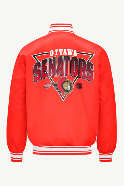 Starter Essential / MENS OTTAWA SENATORS PRINTED GRAPHIC TRIANGLE SATIN VARSITY JACKET