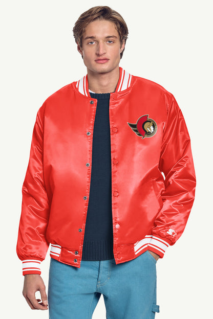 Starter Essential / MENS OTTAWA SENATORS PRINTED GRAPHIC TRIANGLE SATIN VARSITY JACKET