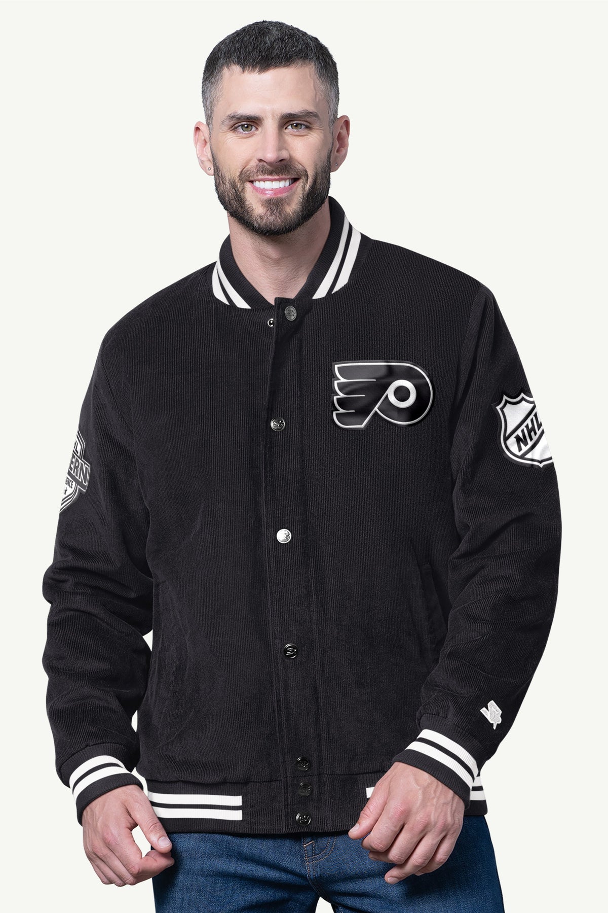 Starter Classic / MENS PHILADELPHIA FLYERS BLACKOUT CORDUROY VARSITY JACKET