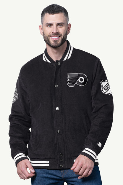 Starter Classic / MENS PHILADELPHIA FLYERS BLACKOUT CORDUROY VARSITY JACKET