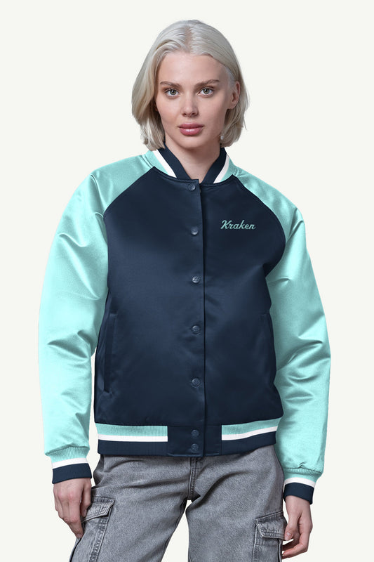Starter Value / WOMENS SEATTLE KRAKEN FINAL SCORE SATIN VARSITY JACKET