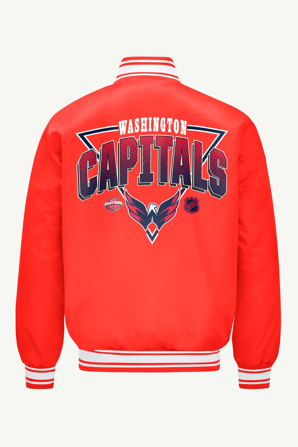 Starter Trusted / MENS WASHINGTON CAPITALS PRINTED GRAPHIC TRIANGLE SATIN VARSITY JACKET
