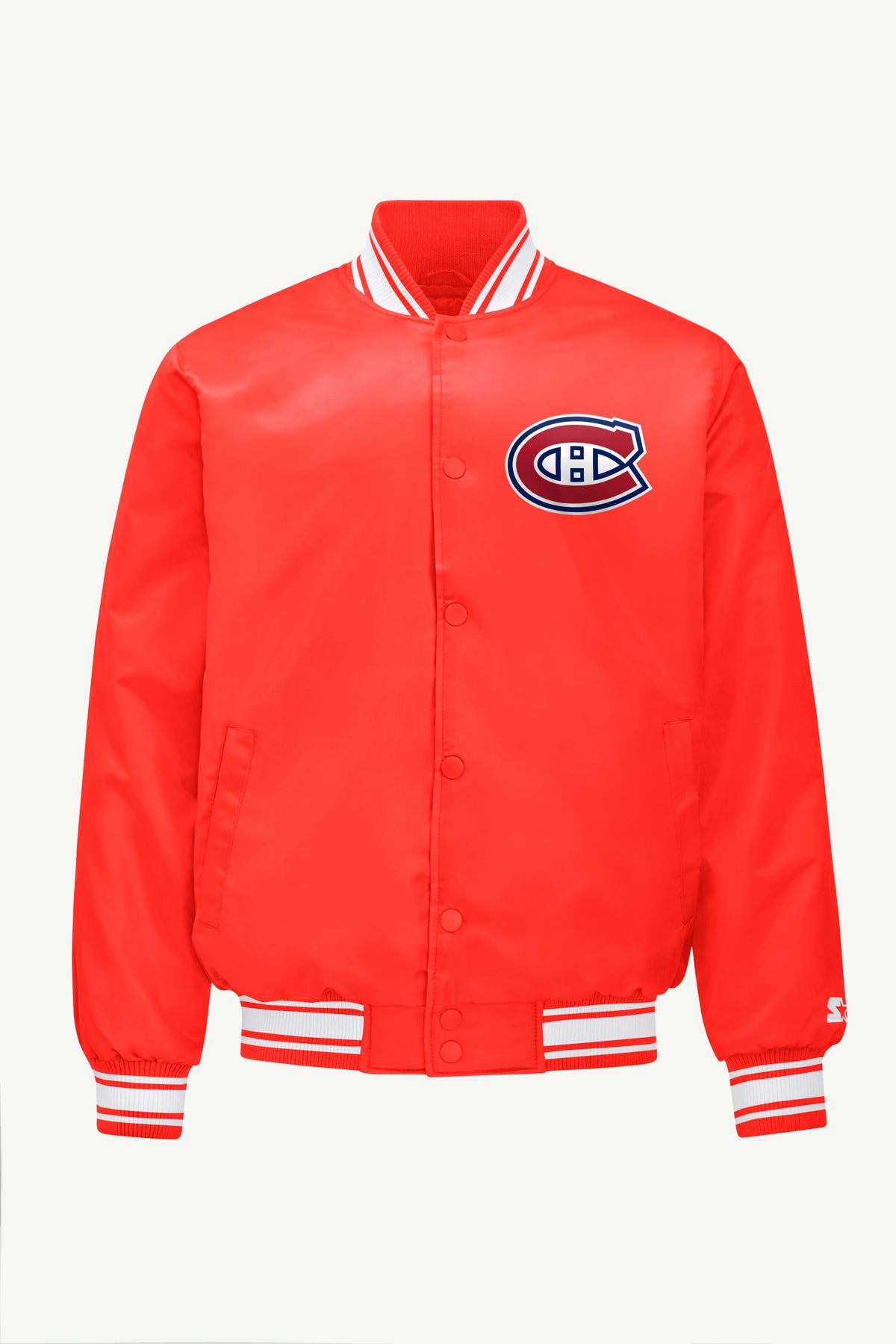 Starter Latest / MENS MONTREAL CANADIENS PRINTED GRAPHIC TRIANGLE SATIN VARSITY JACKET