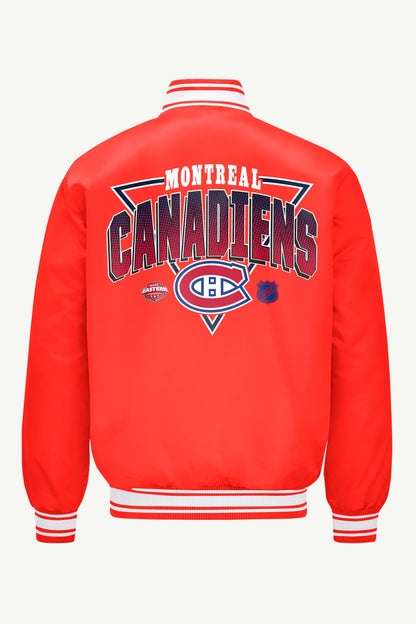 Starter Latest / MENS MONTREAL CANADIENS PRINTED GRAPHIC TRIANGLE SATIN VARSITY JACKET