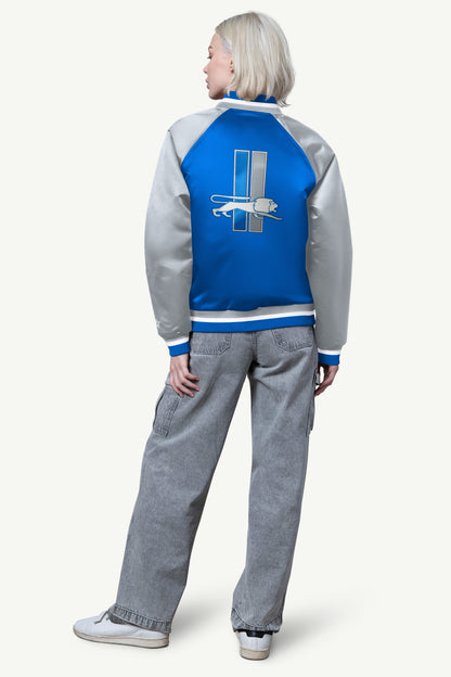 Starter Featured / WOMENS DETROIT LIONS FINAL SCORE SATIN VARSITY JACKET