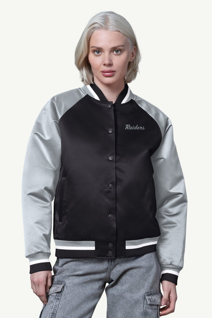 Starter Trending / WOMENS LAS VEGAS RAIDERS FINAL SCORE SATIN VARSITY JACKET