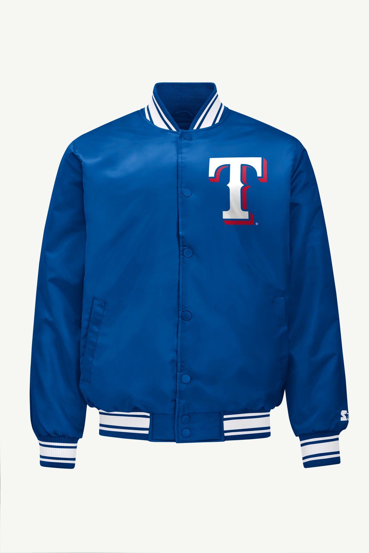 Starter Sale / MENS TEXAS RANGERS HOMEPLATE SATIN VARSITY JACKET