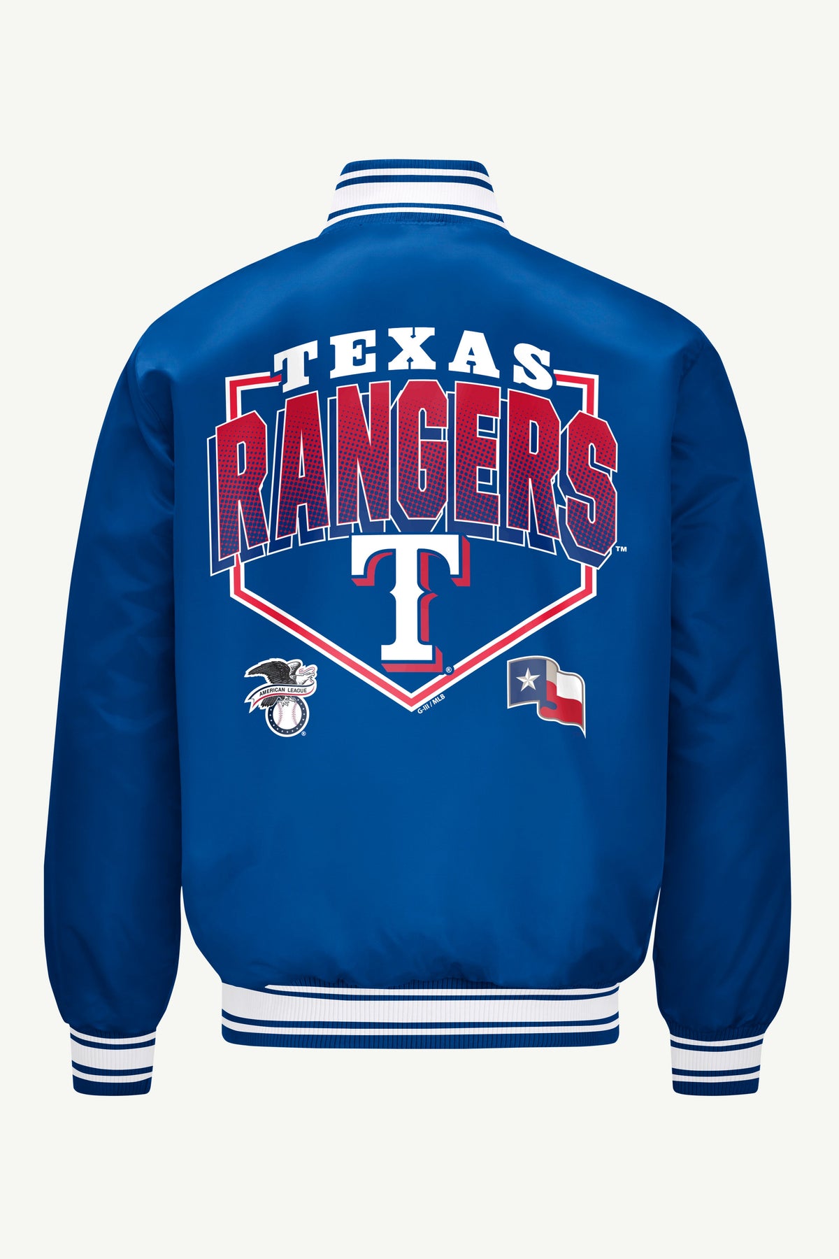 Starter Sale / MENS TEXAS RANGERS HOMEPLATE SATIN VARSITY JACKET