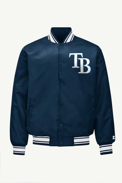 Starter Great Value / MENS TAMPA BAY RAYS PRINTED HOMEPLATE SATIN VARSITY JACKET