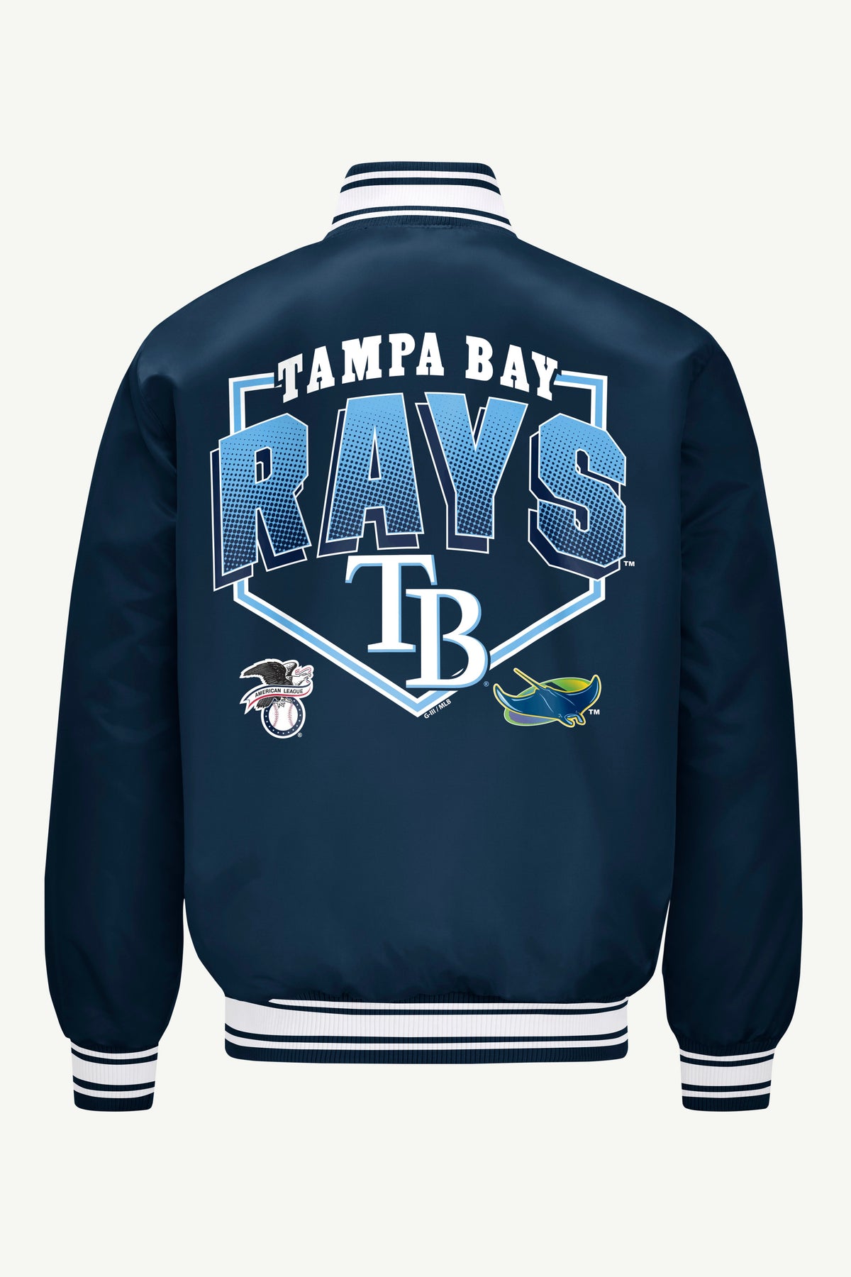 Starter Great Value / MENS TAMPA BAY RAYS PRINTED HOMEPLATE SATIN VARSITY JACKET