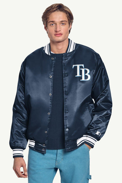 Starter Great Value / MENS TAMPA BAY RAYS PRINTED HOMEPLATE SATIN VARSITY JACKET