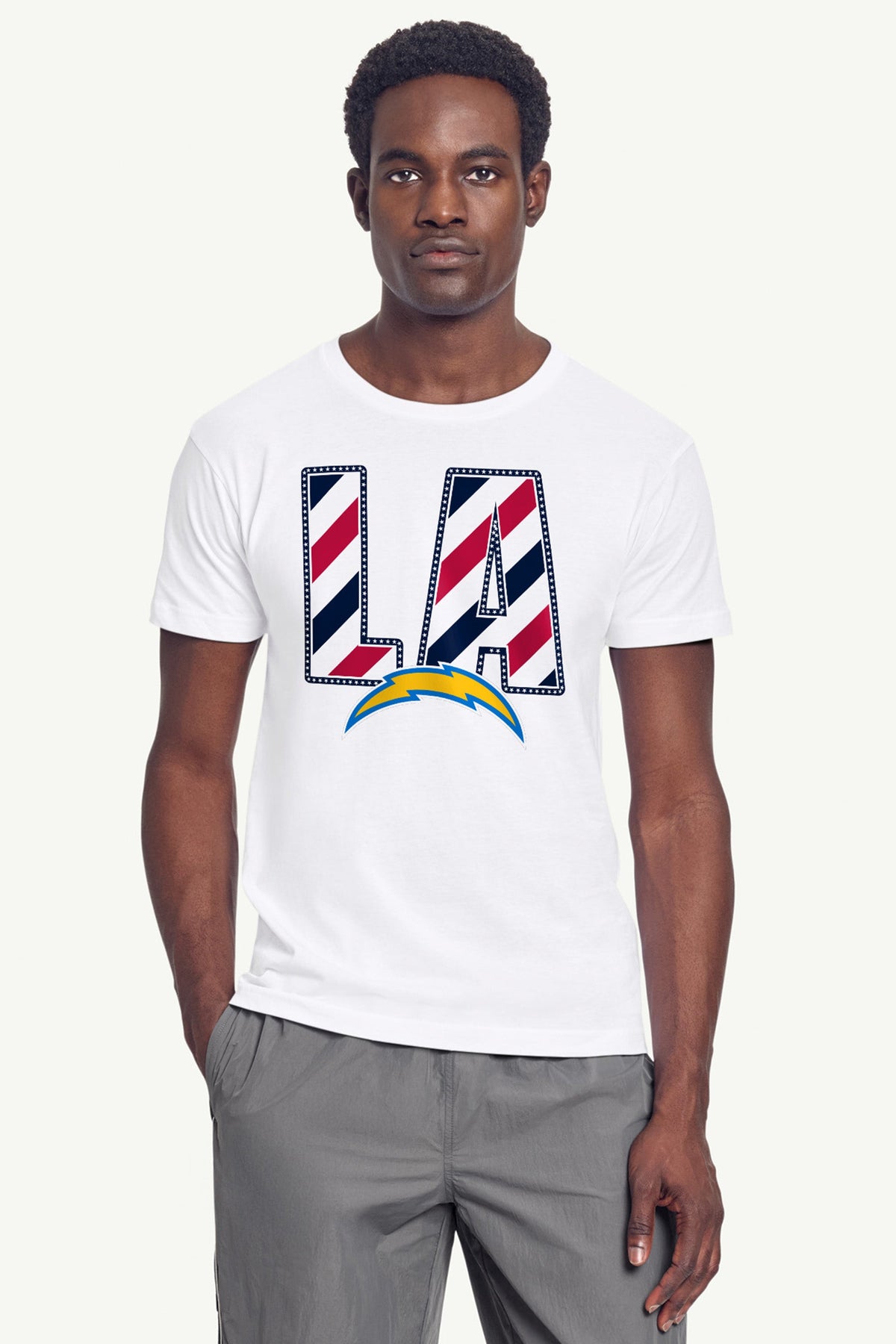 Starter Exclusive / MENS LOS ANGELES CHARGERS STARS AND STRIPES T SHIRT