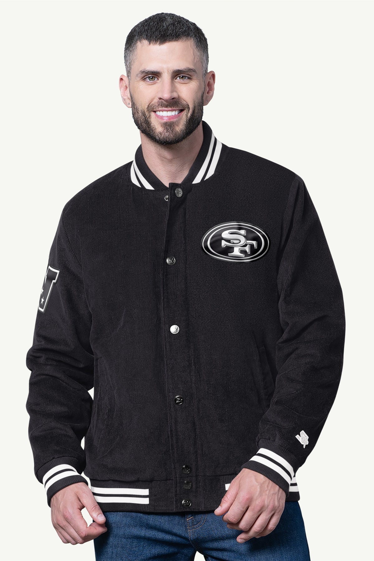 Starter Customer Favorite / MENS SAN FRANCISCO 49ERS BLACKOUT CORDUROY VARSITY JACKET