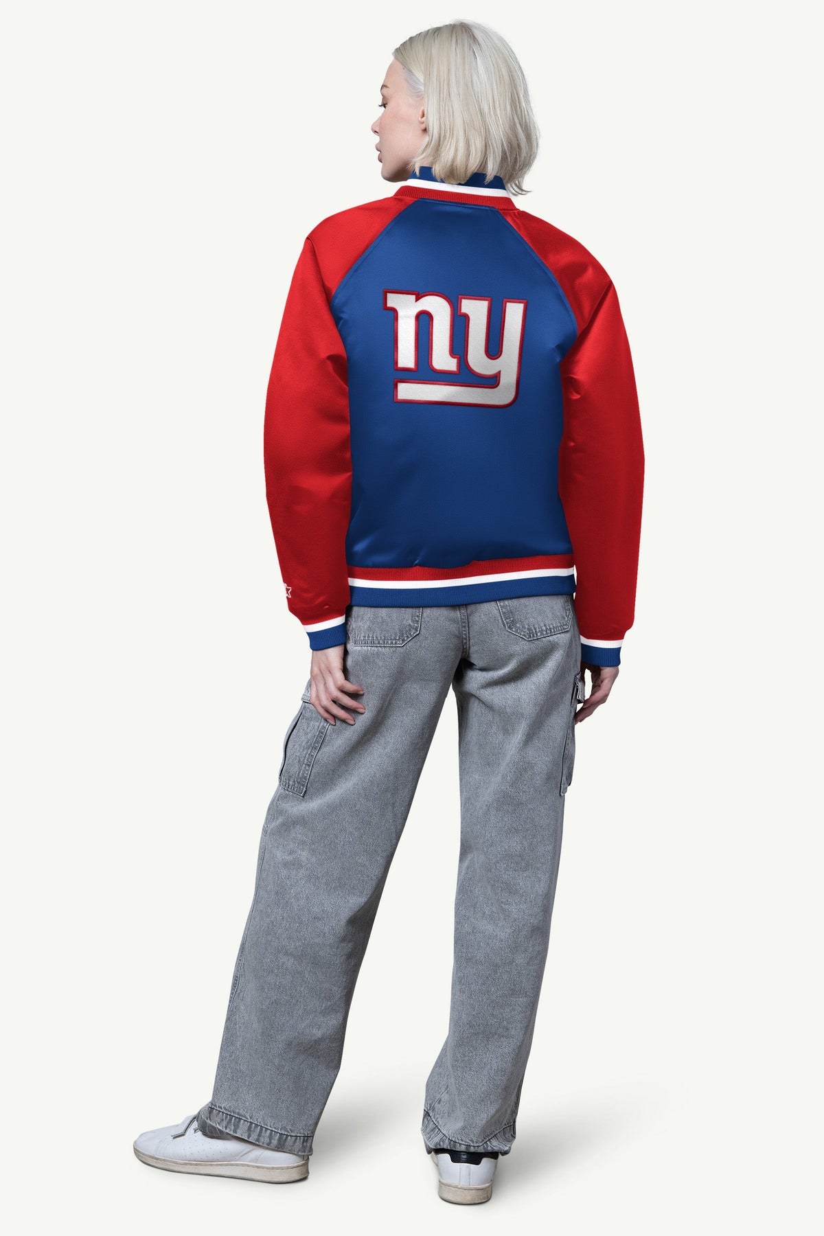 Starter Great Value / WOMENS NEW YORK GIANTS FINAL SCORE SATIN VARSITY JACKET