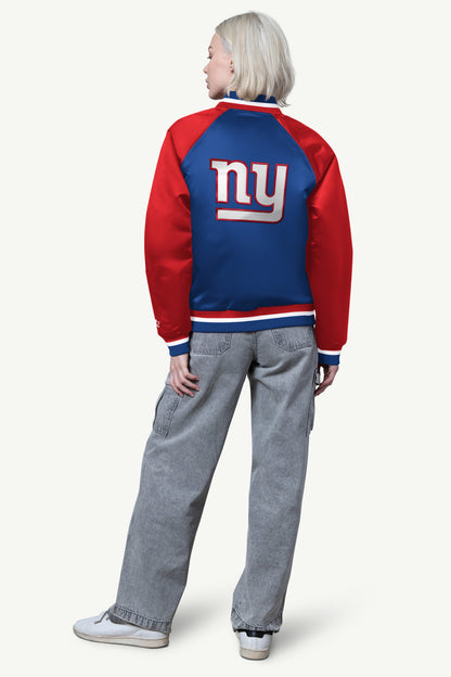Starter Great Value / WOMENS NEW YORK GIANTS FINAL SCORE SATIN VARSITY JACKET