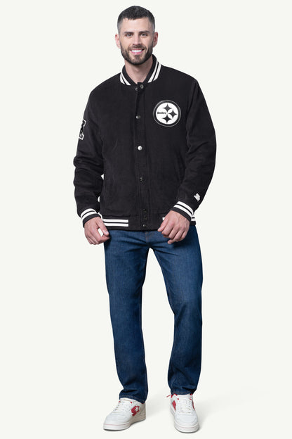 Starter Special Offer / MENS PITTSBURGH STEELERS BLACKOUT CORDUROY VARSITY JACKET